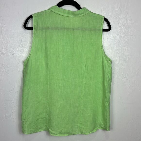 Fresh Produce Sleeveless Collared Button Down Shirt In Light Green Size L - Picture 2 of 5